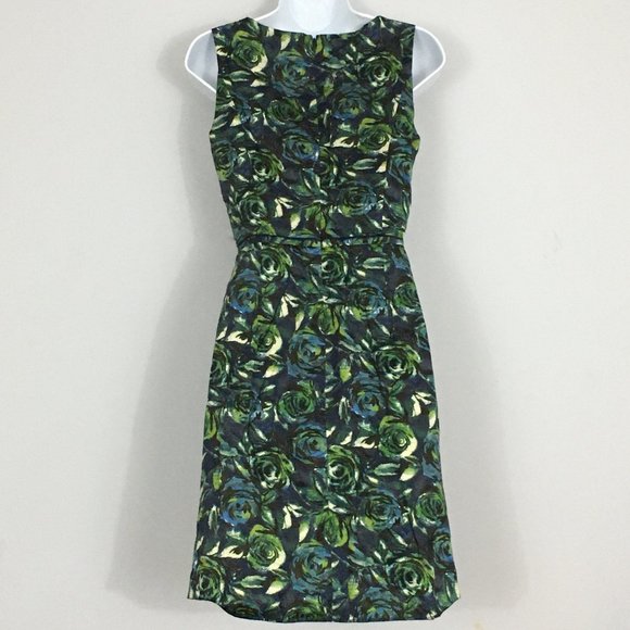 Ann Taylor LOFT Womens 2 Floral Cotton Blend Back Zip Sleeveless Tank Midi Dress - Picture 4 of 7